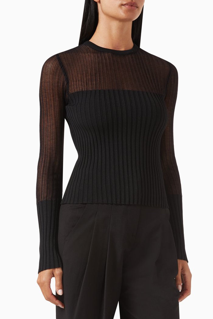 

Ribbed Pullover in Viscose-blend, Black