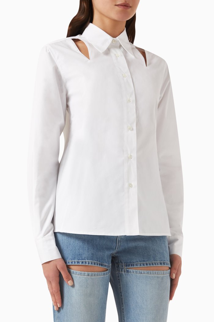 

Front Cut-out Shirt in Cotton, White