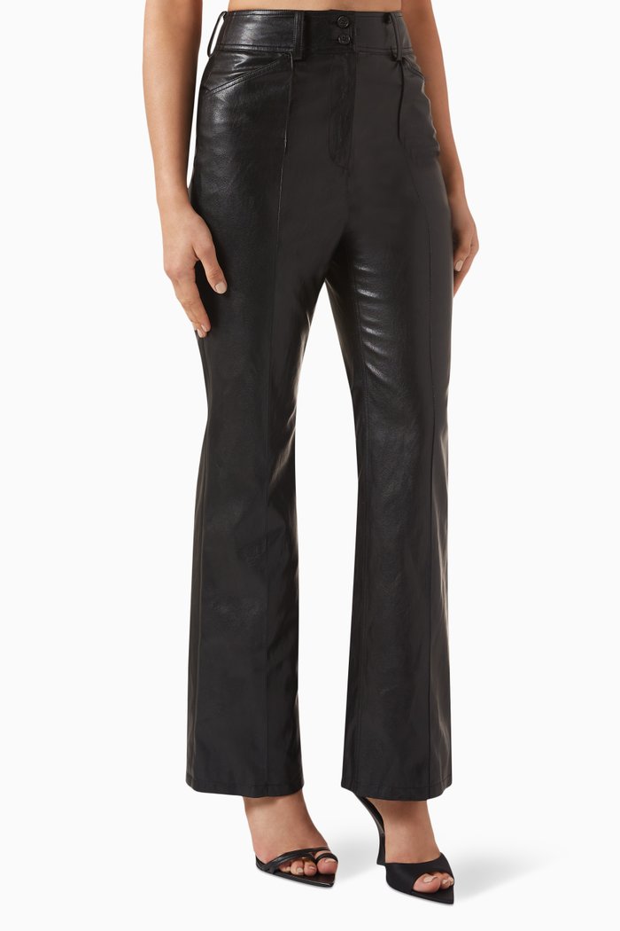 

Flared Pants in Faux Leather, Black
