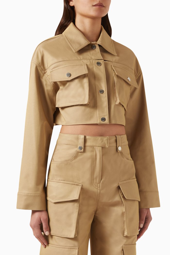 Patch Pocket Cropped Jacket, Neutral