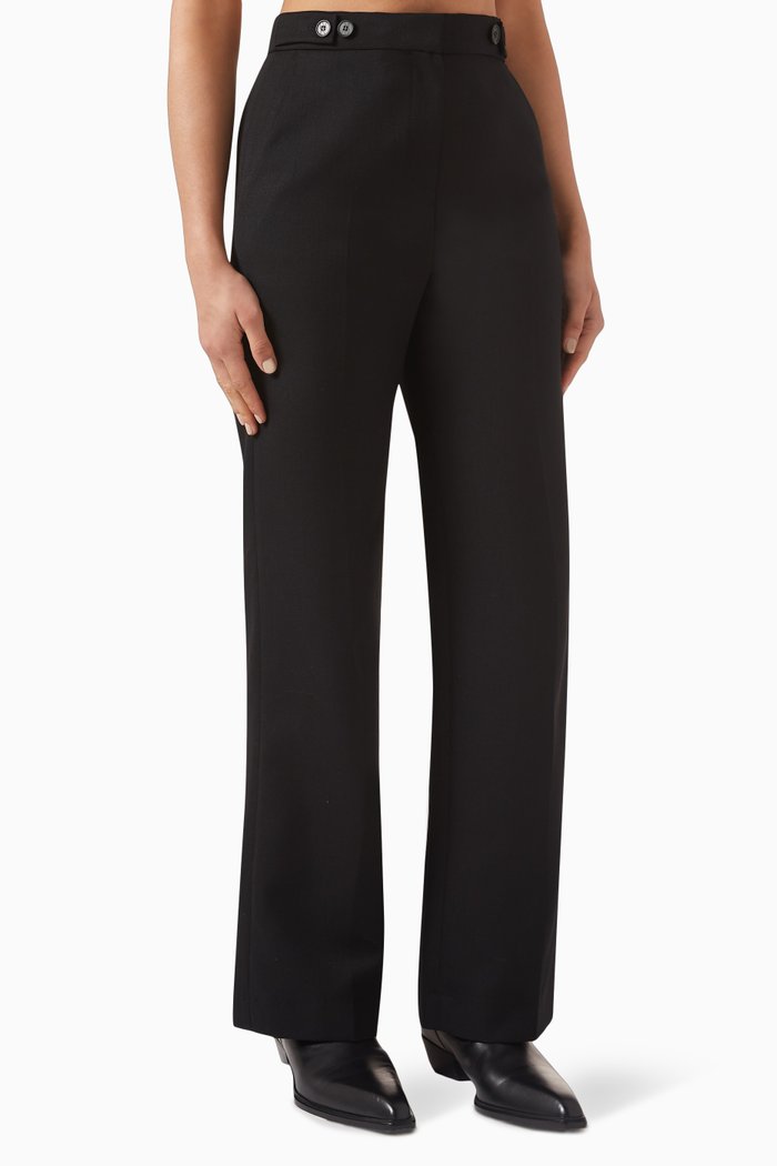 

Buttoned-waist Pants in Wool, Black