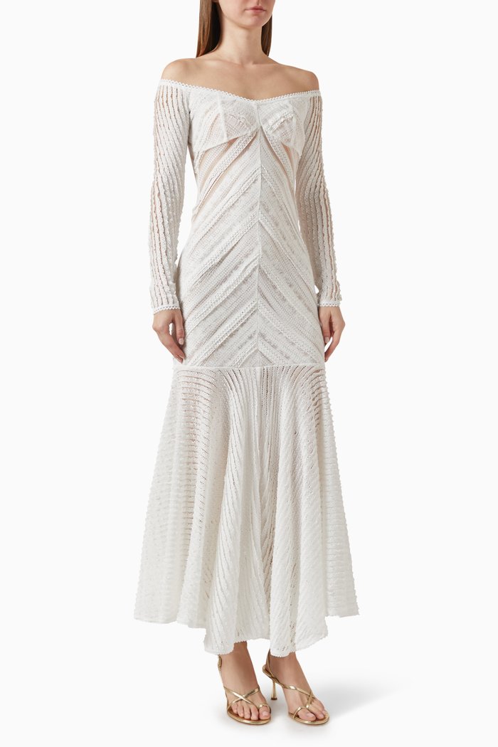 Souley Maxi Dress in Sheer Fabric, White