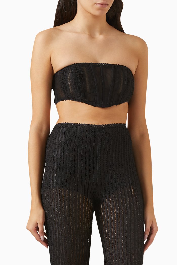 

Fhary Crop Top in Lace, Black