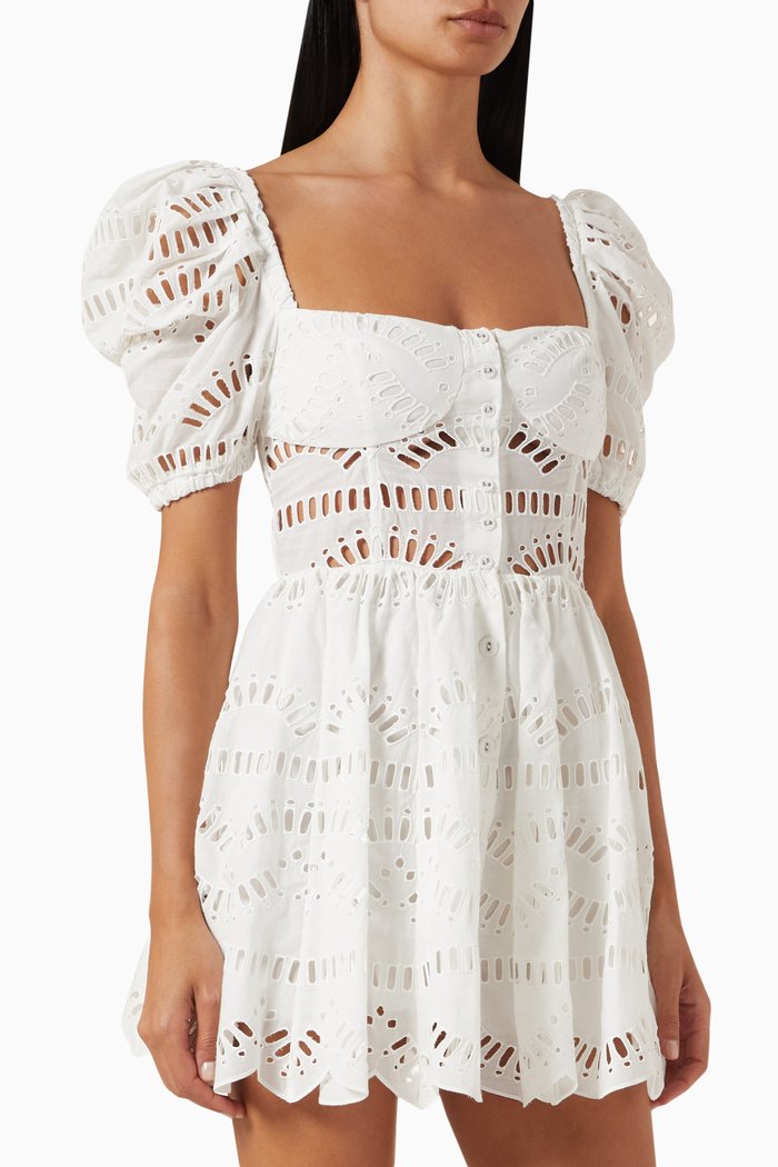 

Ayiak Mini Dress in Cotton-blend Broderie, White