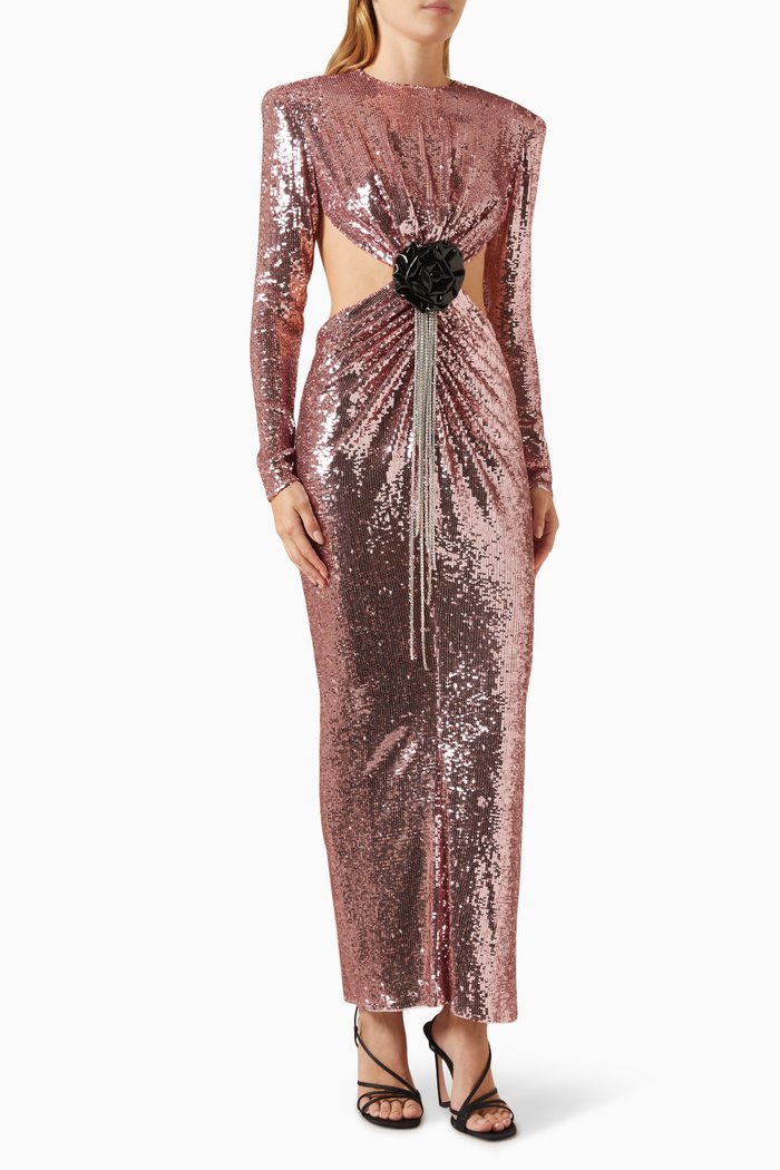 

Thea Maxi Dress in Polyester, Pink