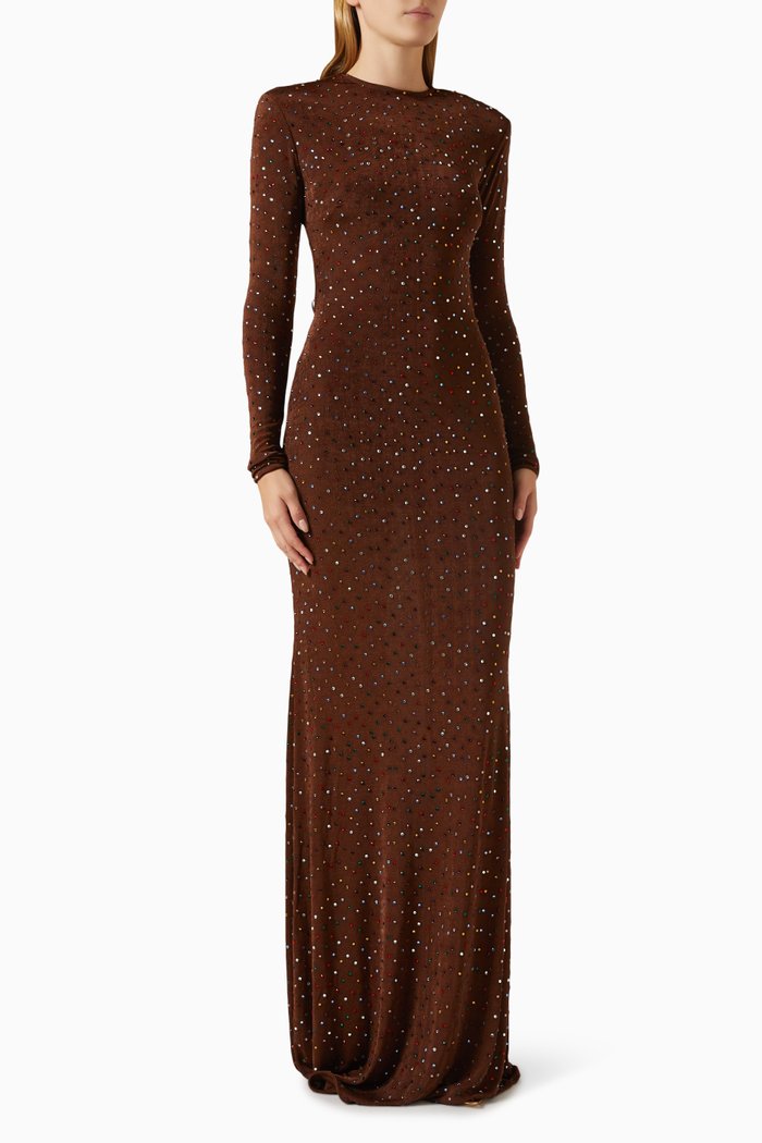 

Emmanuelle Maxi Dress in Polyester, Brown