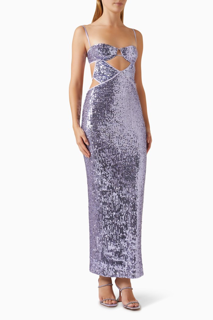 

Cyndi Midi Dress in Polyester, Purple