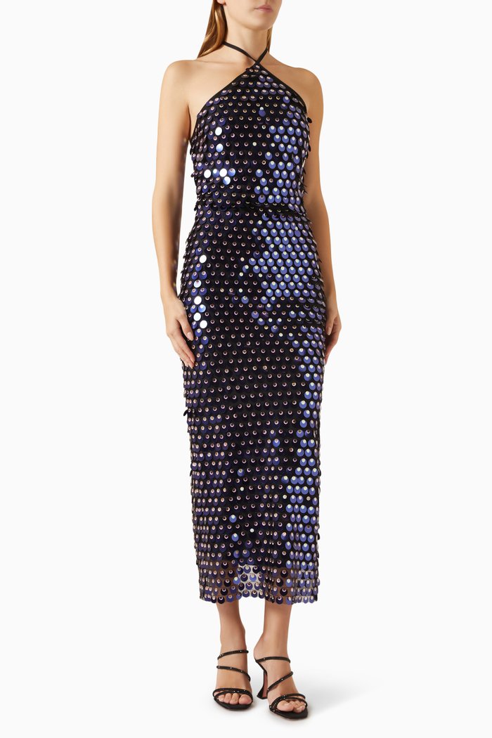 Blanca Maxi Dress in Polyester, Blue