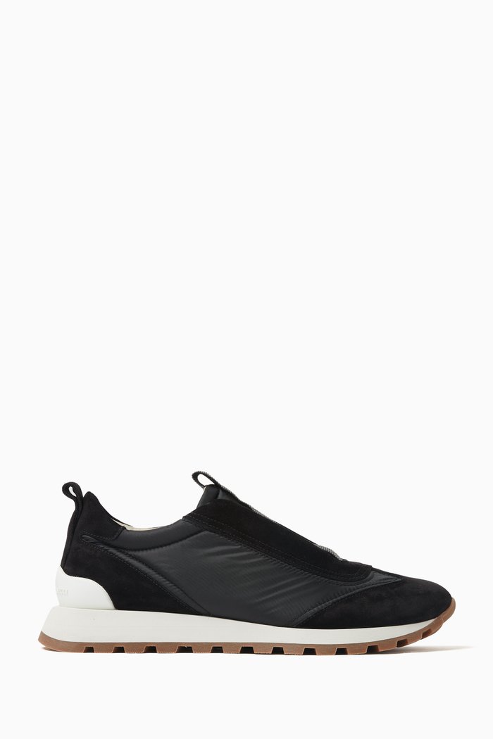 

Monili Chain Sneakers in Suede, Black