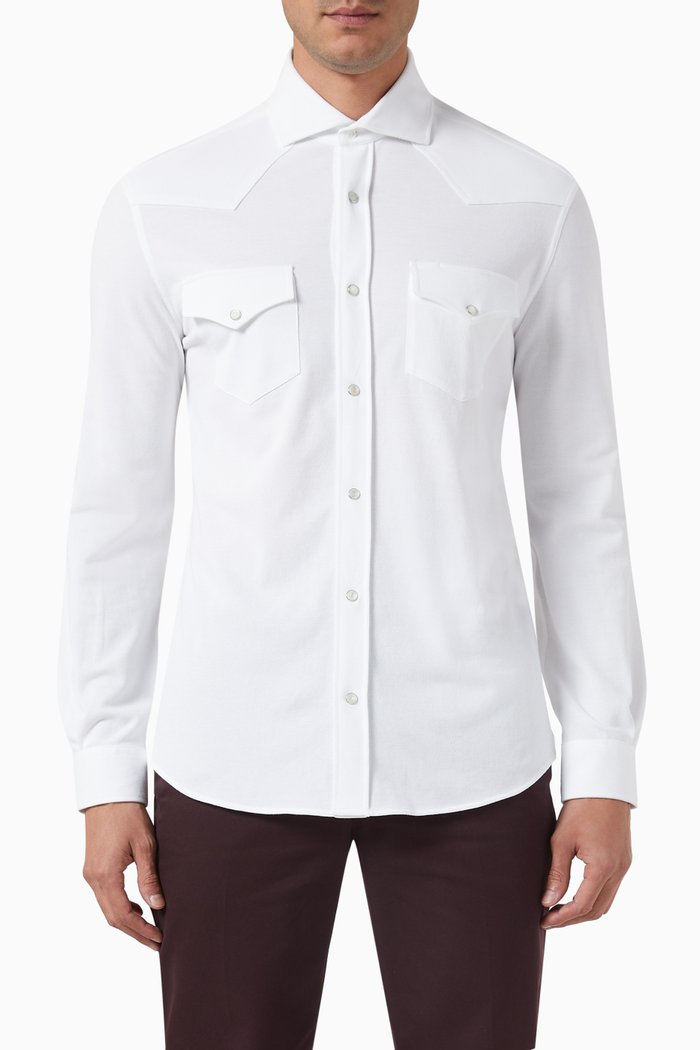 Patch Pocket Shirt in Cotton-poplin, White