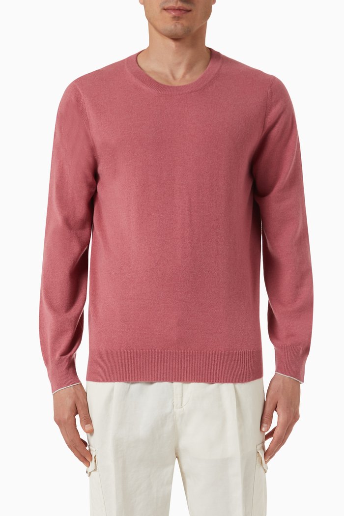 

Long Sleeved Sweater in Cashmere, Red