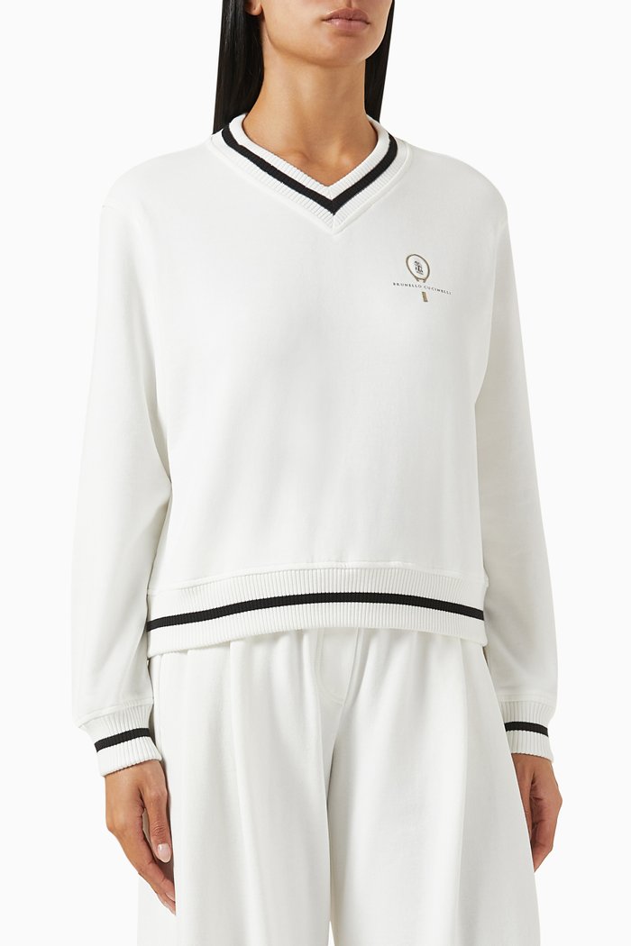

Logo-embroidery Sweater in Cotton-knit, White