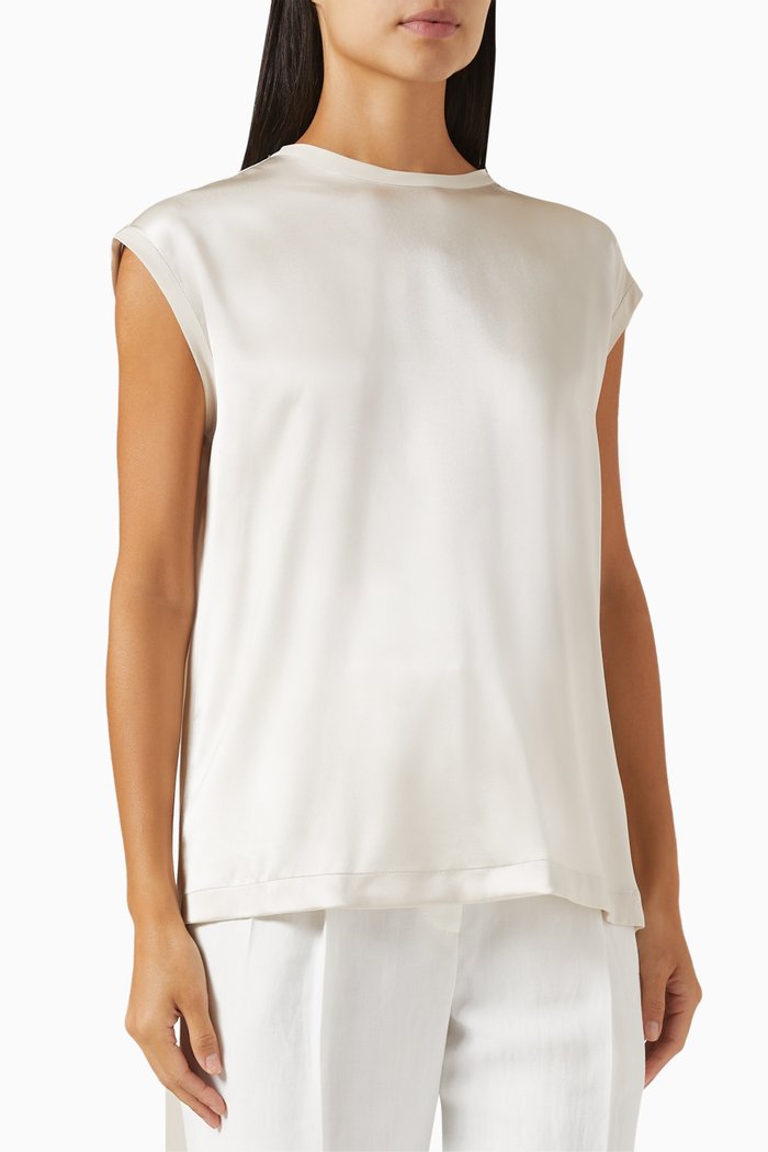

Sleeveless Top in Stretch-silk, White