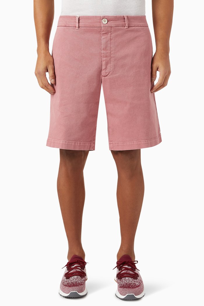 

Garment-dyed Bermuda Shorts in Denim, Red