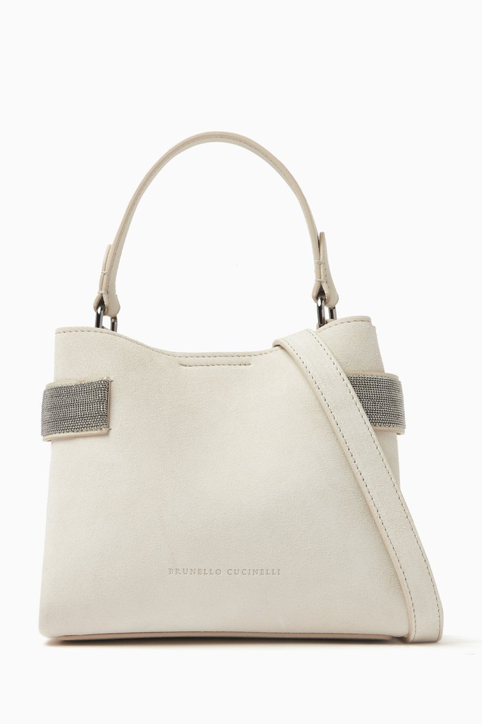 

Monili Tote Bag in Leather, White