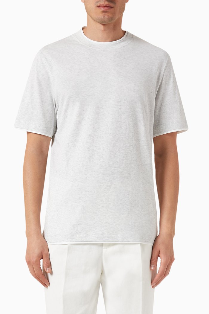 

Contrasting Trim T-Shirt in Cotton, Grey