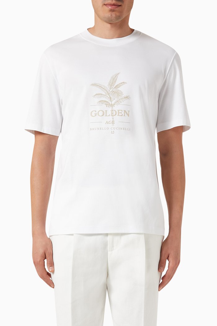 Logo Print T-shirt in Cotton, White