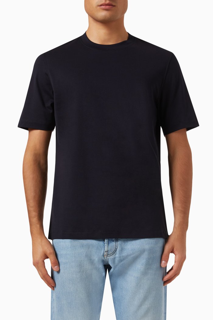Crewneck T-shirt in Cotton-jersey, Blue