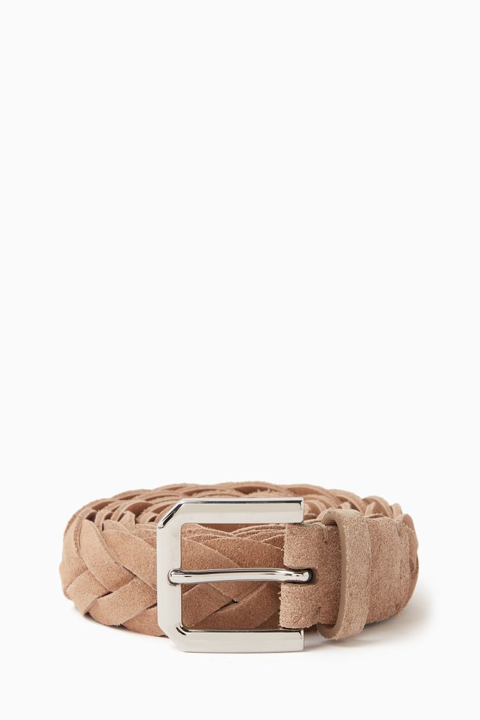 

Braided Belt in Reversed Calfskin, Brown