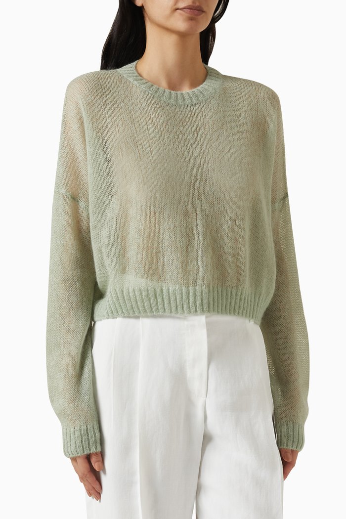 

Open-knit Jumper in Mohair-blend, Green