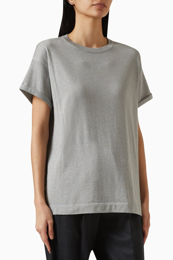 

Oversized T-shirt Sweater in Cashmere-silk, Grey