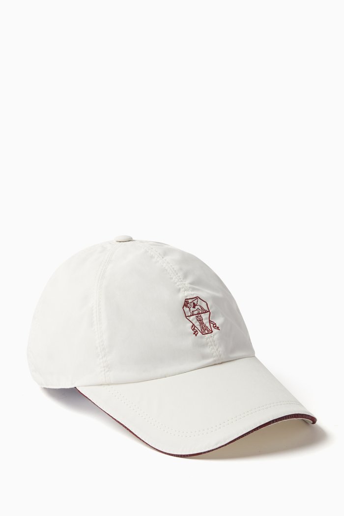 

Logo-embroidered Baseball Cap in Microfiber, White