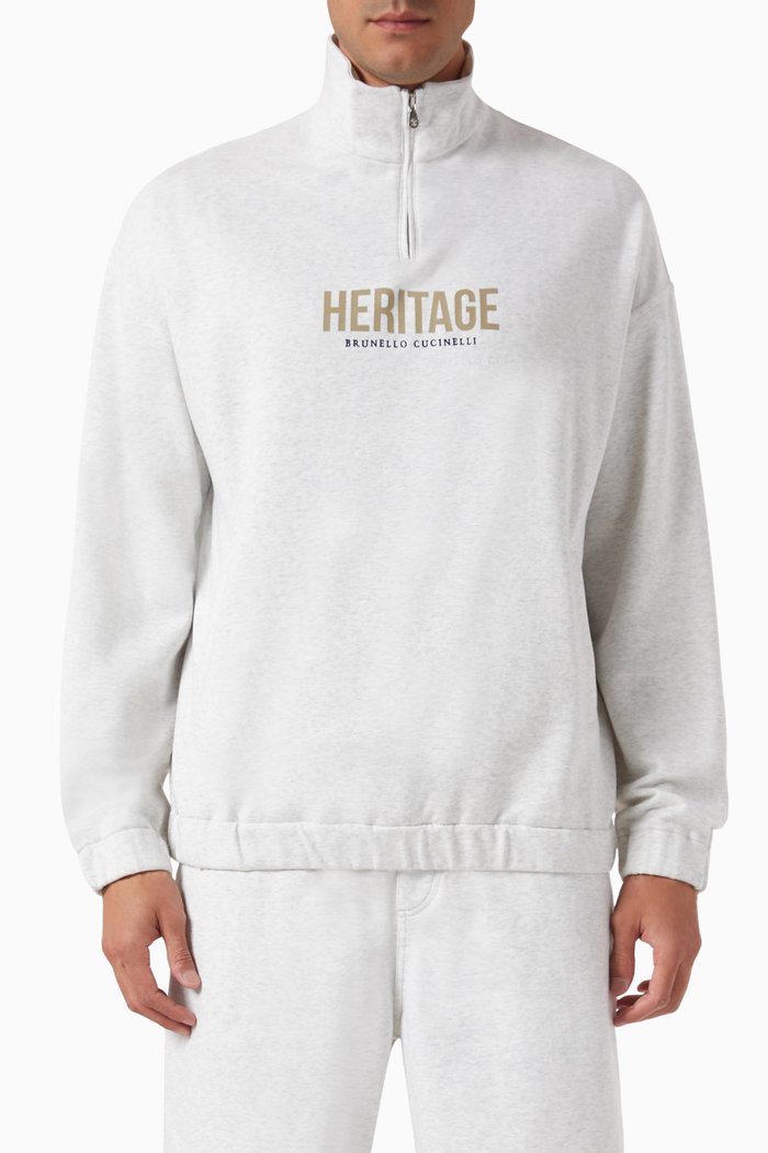 Logo-print Sweatshirt in Cotton-mélange, Grey