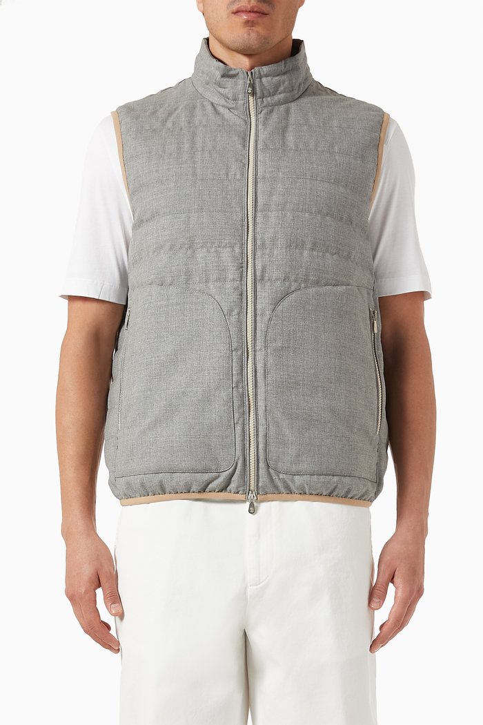 

Padded Vest in Virgin Wool, Grey