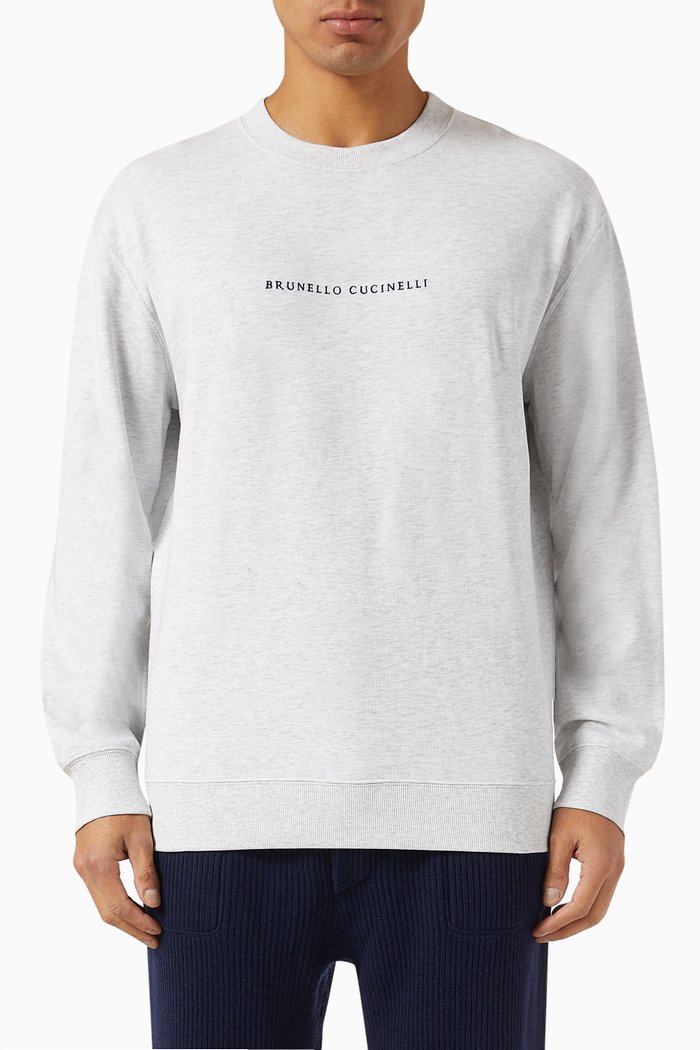 Logo-embroidered Sweatshirt in French Terry, Grey