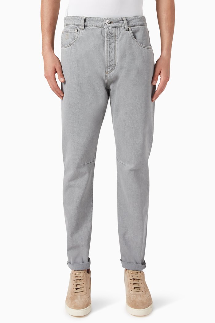 

Leisure-fit Jeans in Cotton-denim, Grey