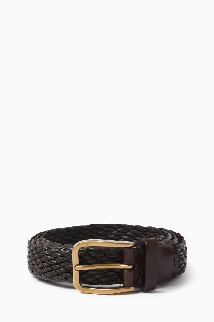 

Braided Belt in Calf Leather, Brown