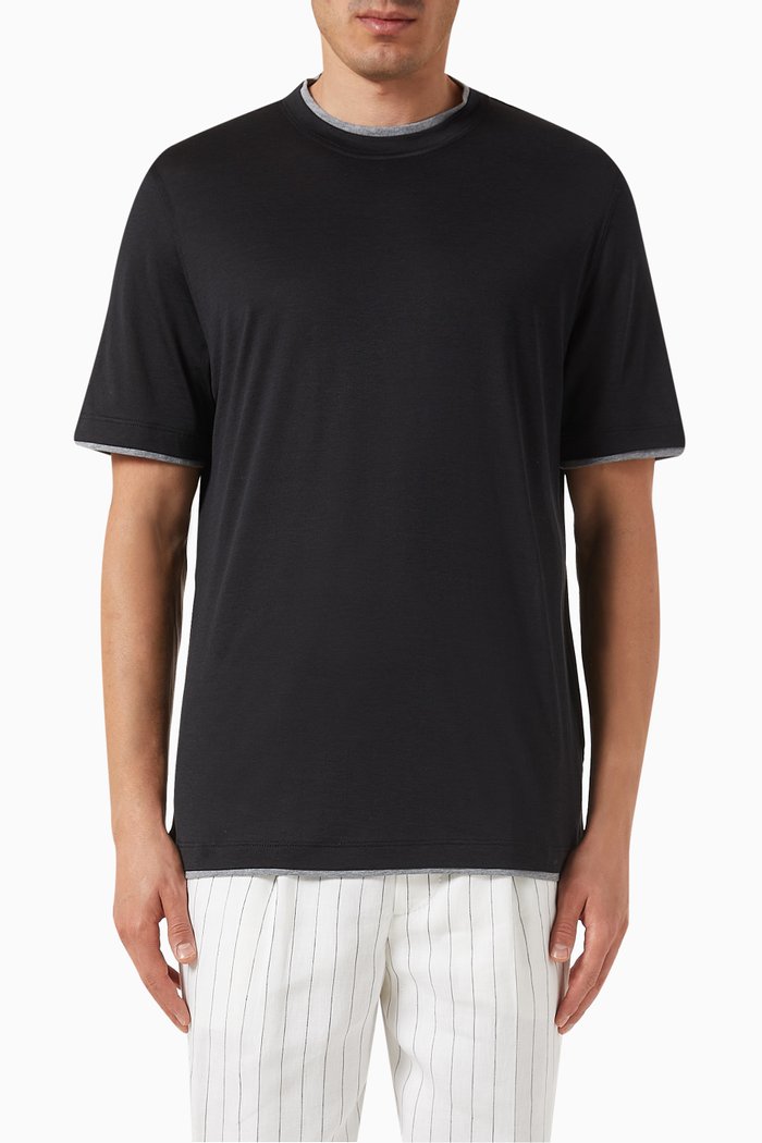 

Crewneck T-Shirt in Cotton, Black