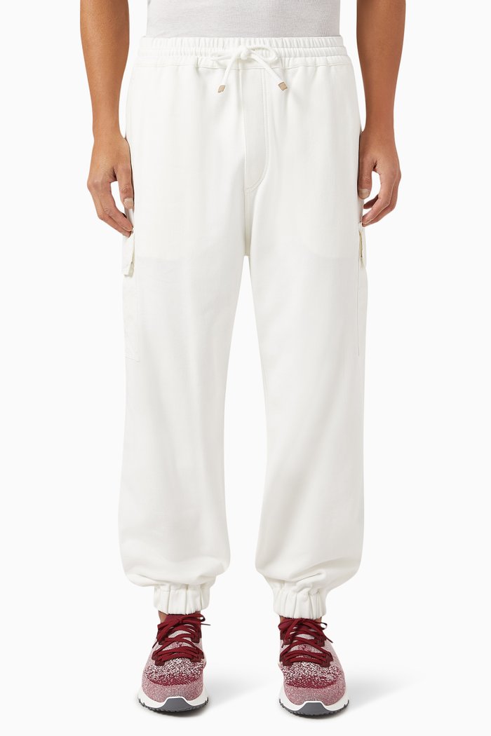 

Cargo-pocket Sweatpants in French Terry & Nylon, White