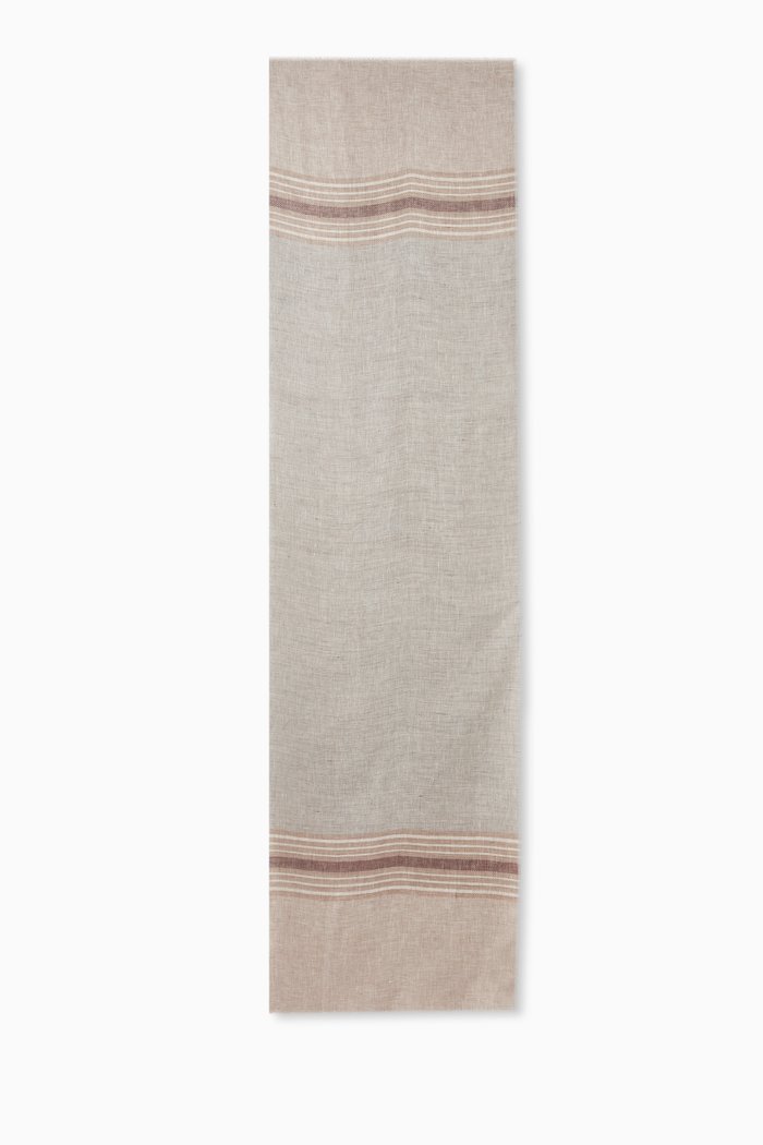 

Striped Scarf in Linen-twill, Brown