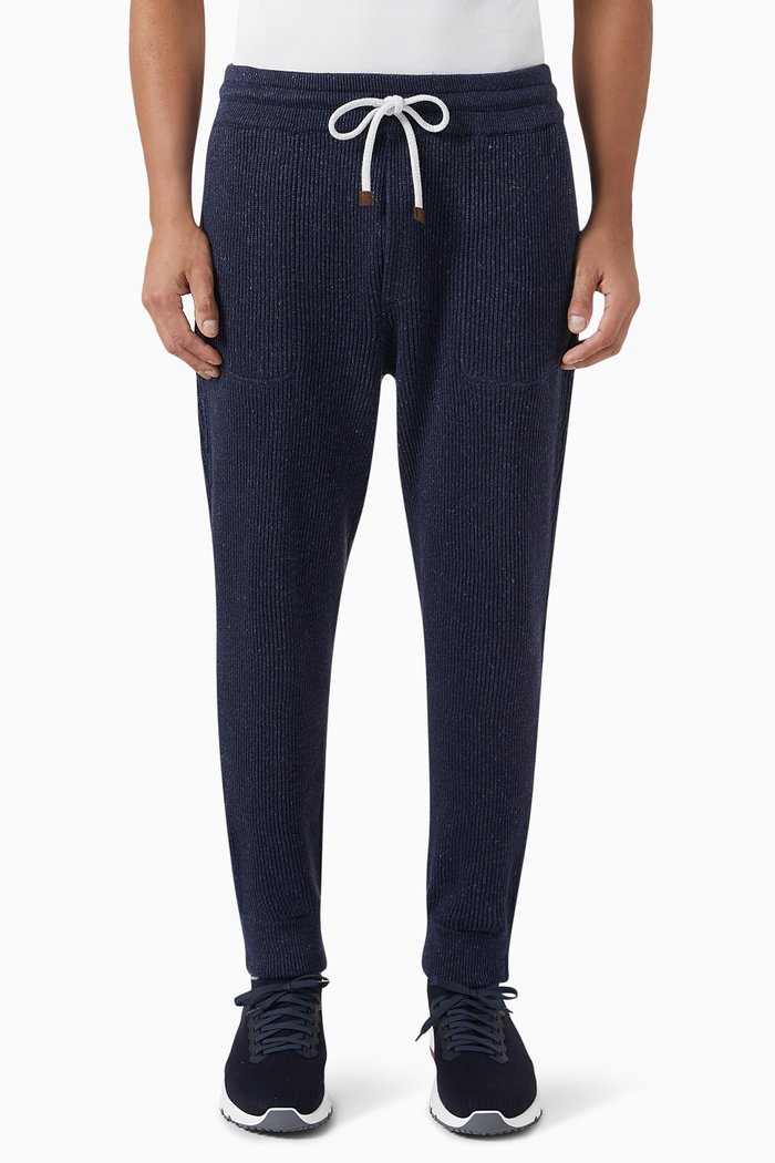 

Pants in Cotton-linen Blend Knit, Blue