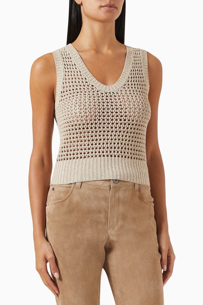 

Sparkling Vest Top in Knit, Neutral