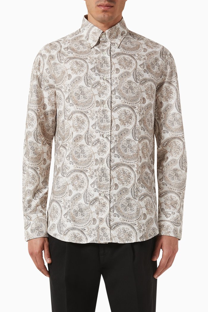 

Paisley-print Shirt in Cotton, Brown