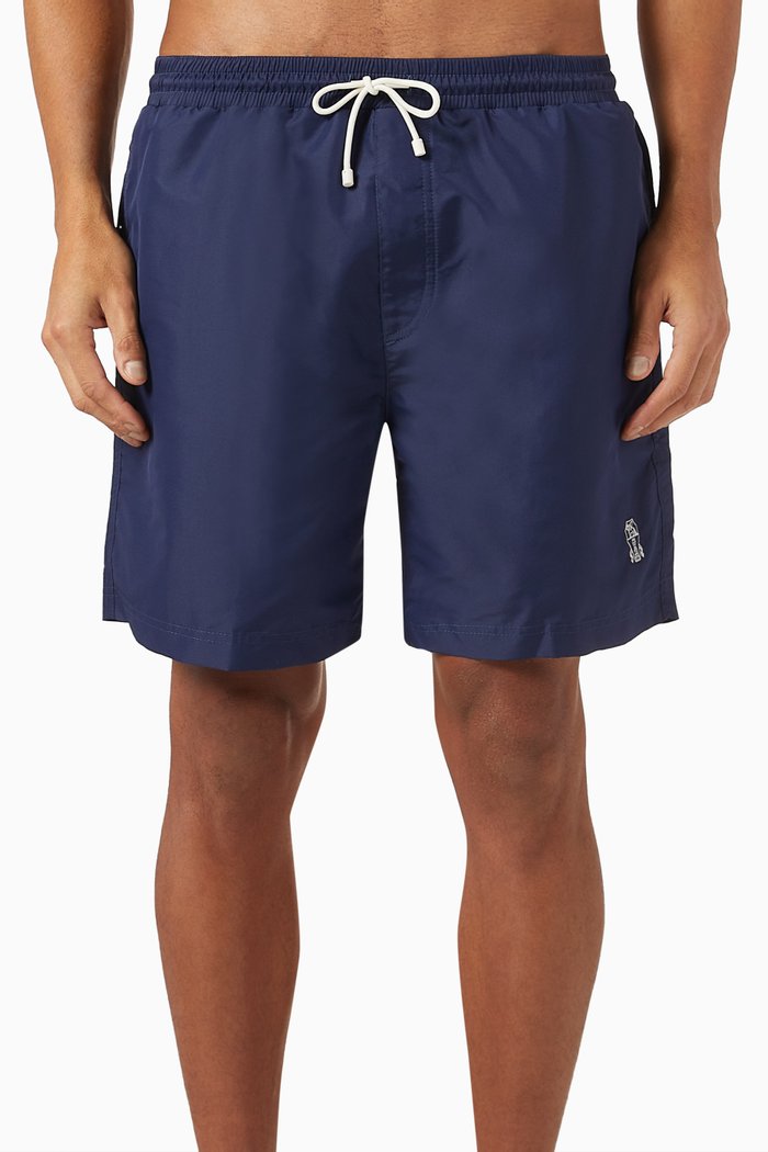 

Logo-embroidered Swim Shorts, Blue