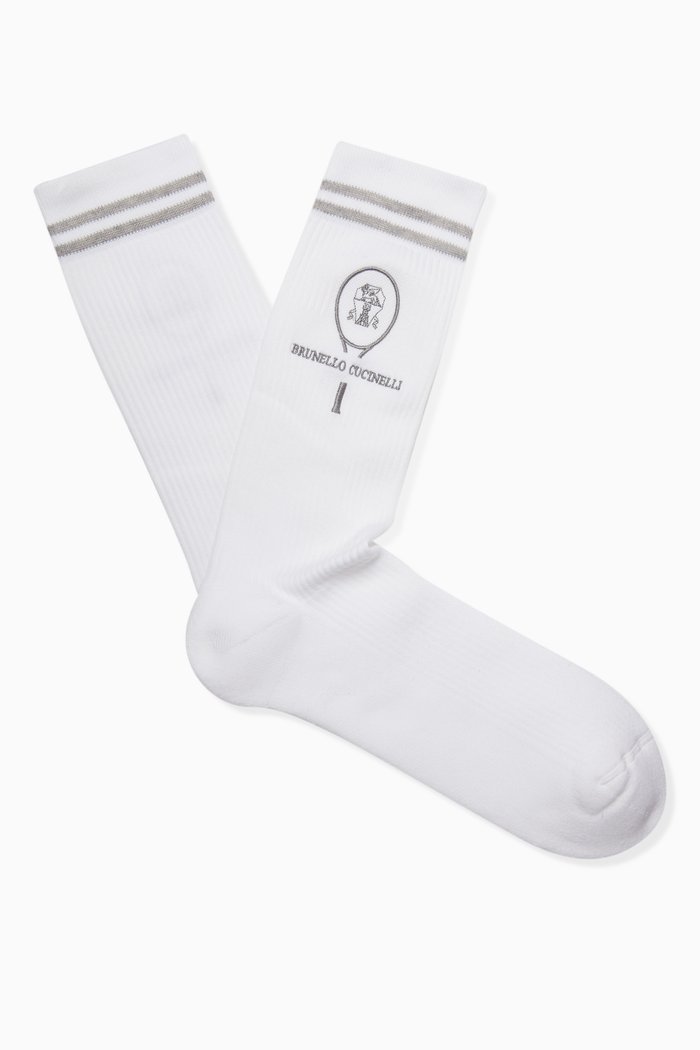 

Logo-embroidered Socks in Cotton-blend, White