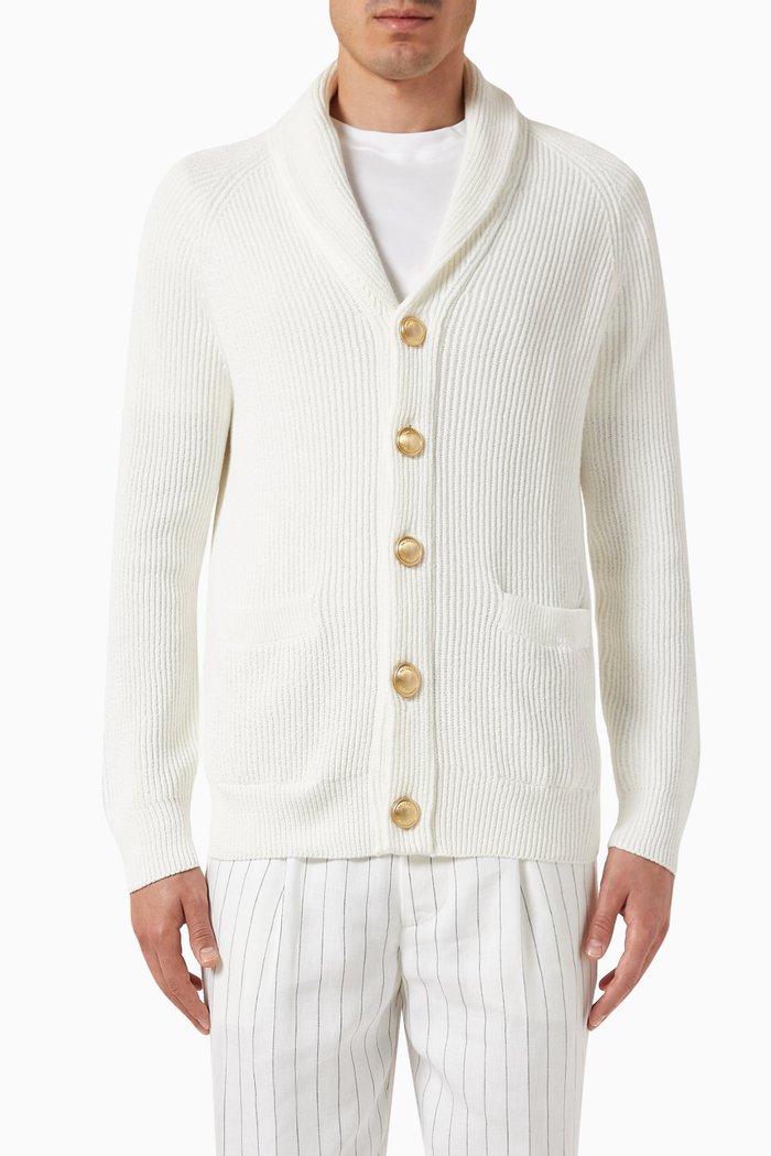 

Shawl Collar Cardigan in Cotton, White