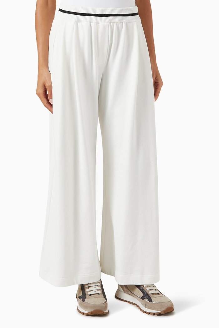 

Moneli Pleated Wide-leg Pants in Cotton, White