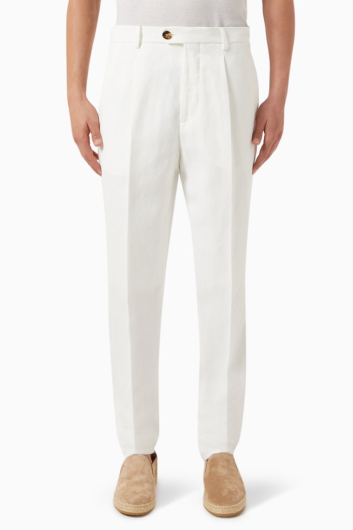

Pleated Pants in Linen, White