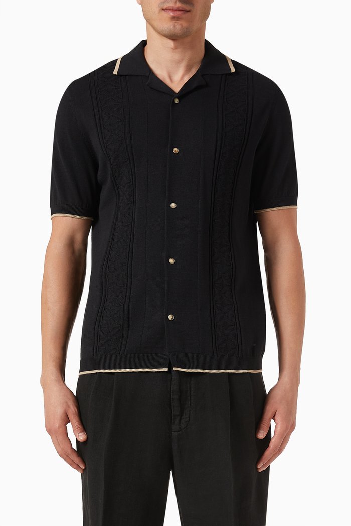 

Polo Sweater in Cotton, Black