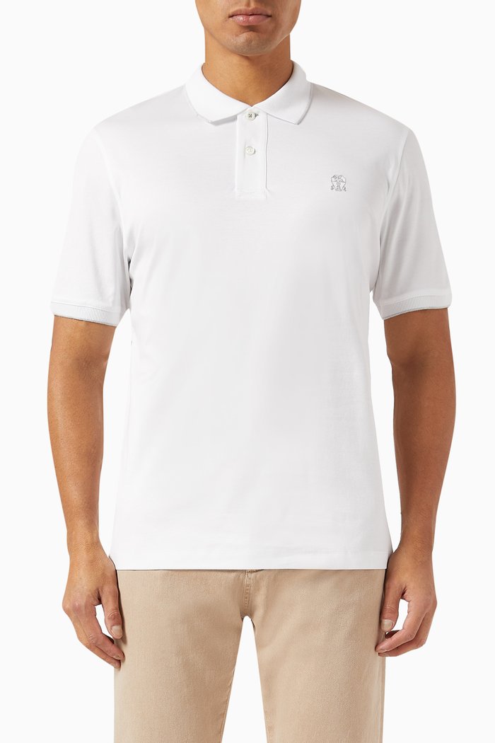 

Logo-embroidered Polo Shirt in Cotton-jersey, White