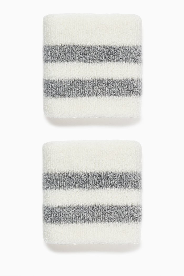 

Striped Wristbands in Cotton-blend Terry, Set of 2, Grey