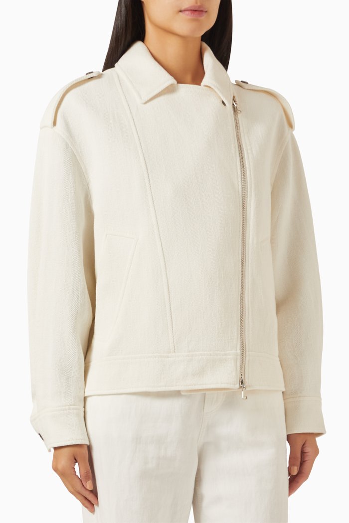 

Biker Jacket in Cotton-linen, White