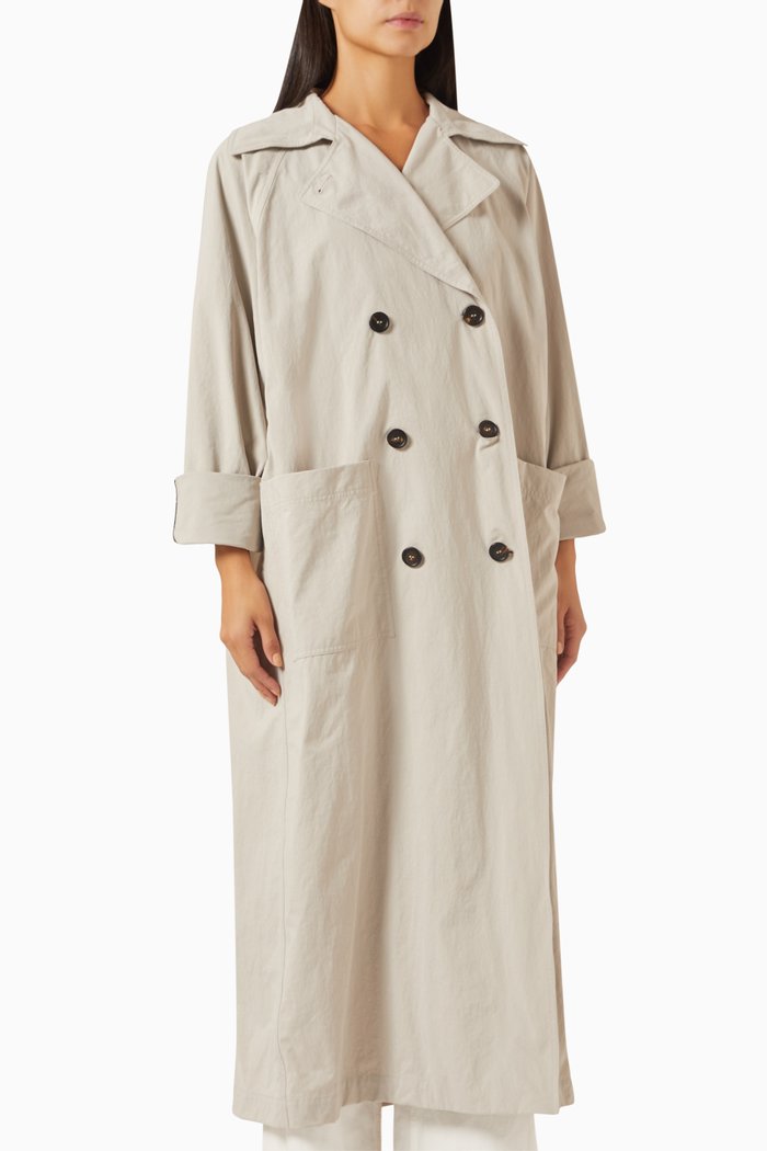 

Double-breasted Trench Coat in Nylon, Neutral