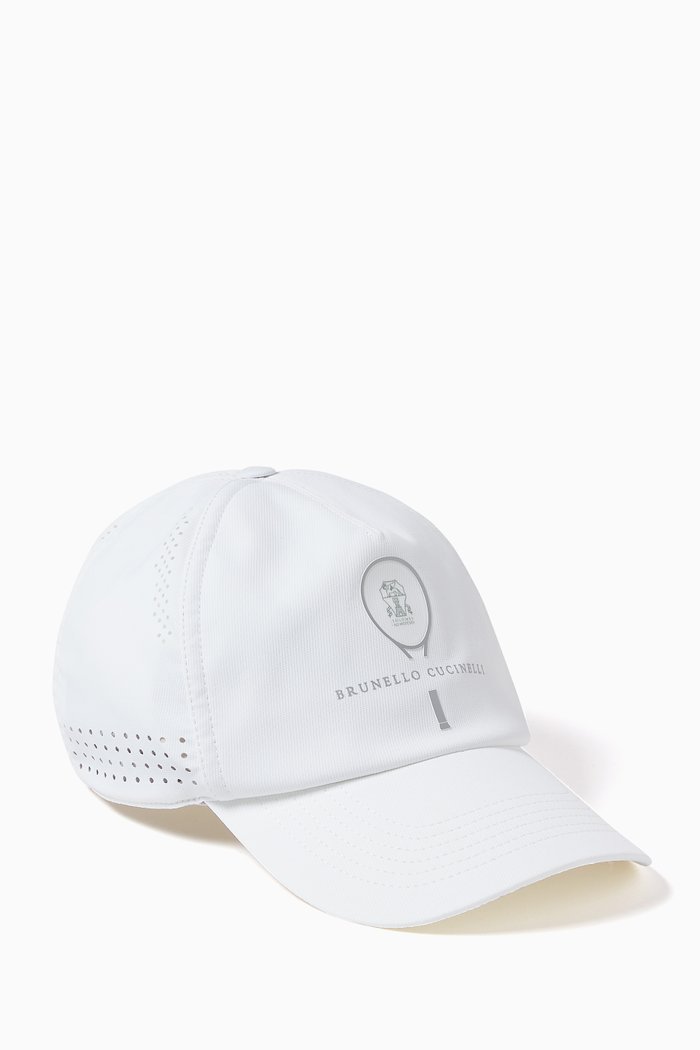 

Logo Tennis Cap in Techno Fabric, White