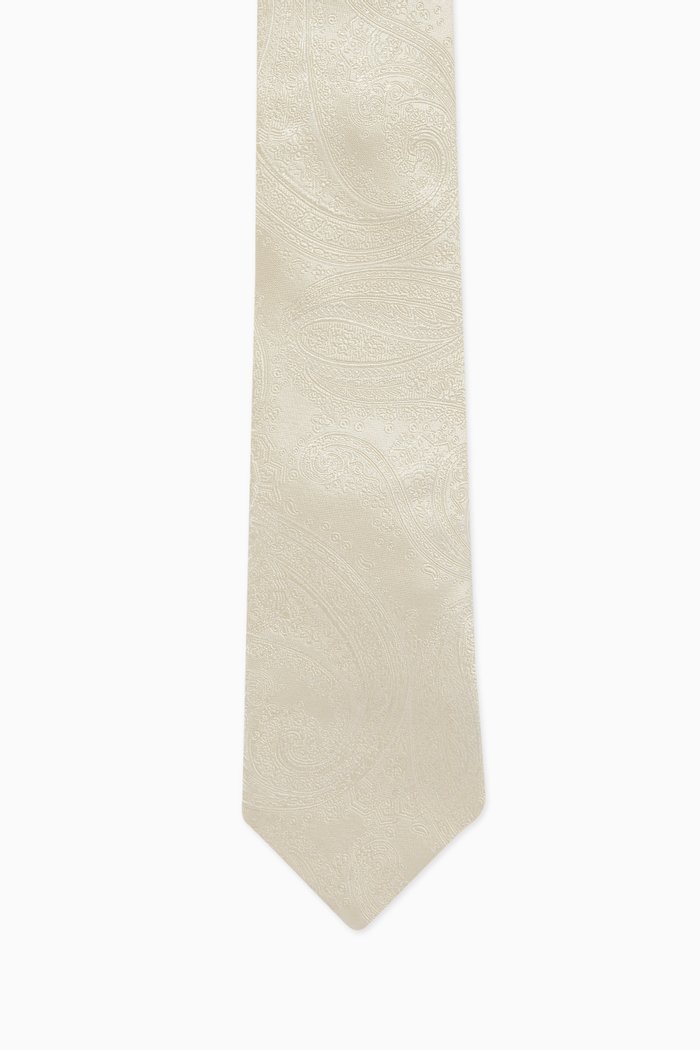 

Paisley Tie in Silk Jacquard, White