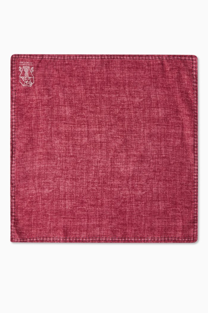 

Textured-finish Pocket Square in Silk, Red